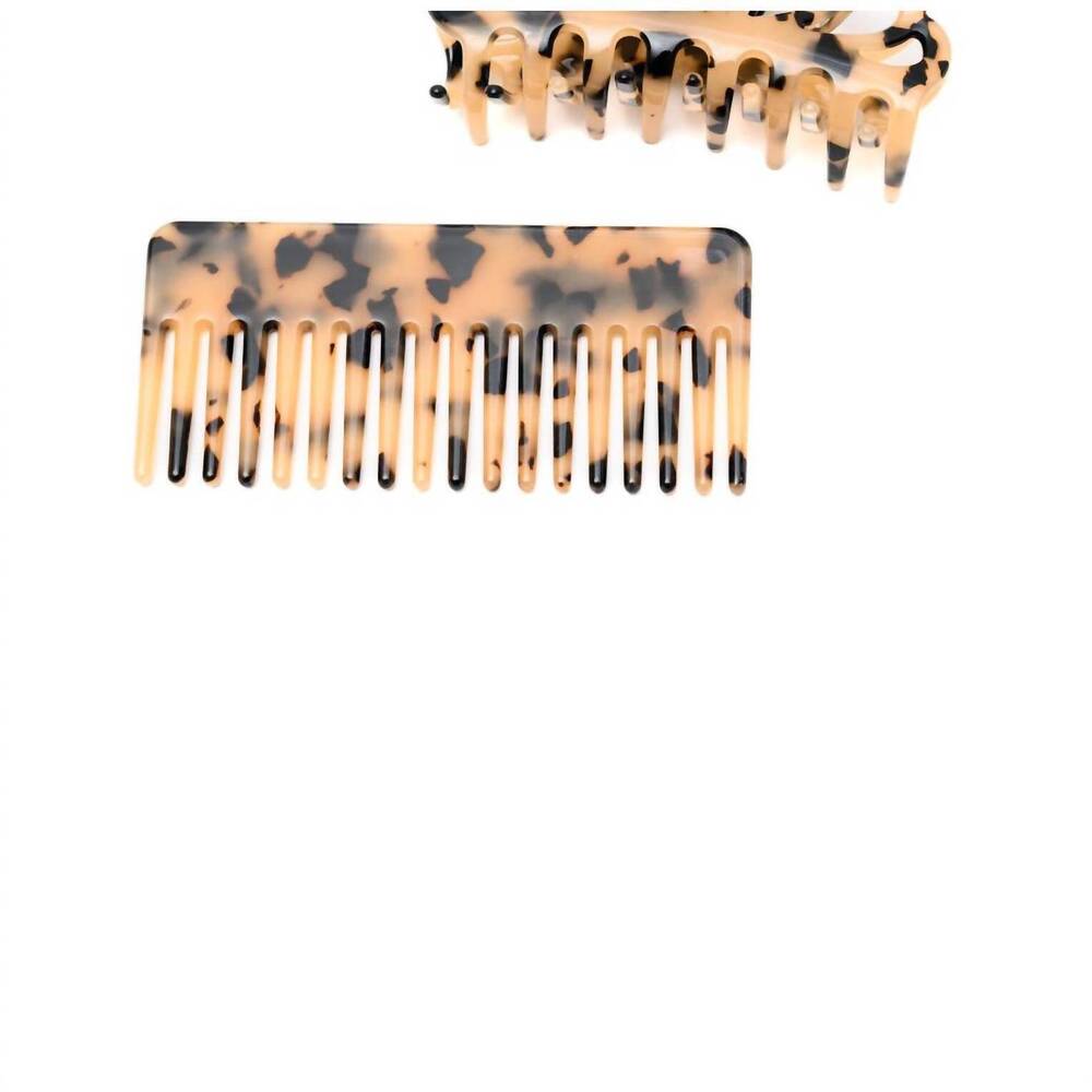 NEW 123 AMORE women's comb & claw clip set in brown
